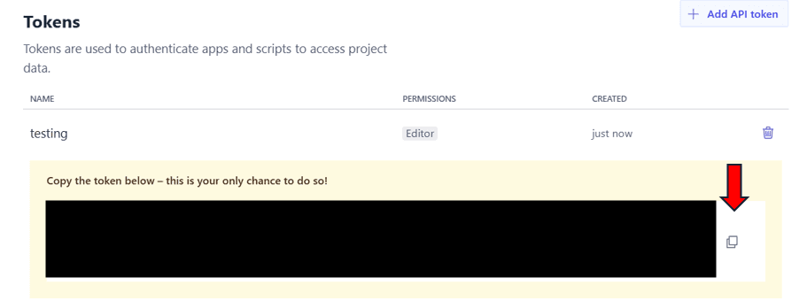 Copy Sanity API Token
